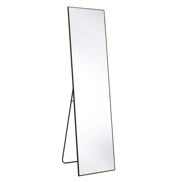 Unbranded Black 16 in W x 59 in. H Farmhose Rectangle Glass Framed Mirror Wall Mirror Wall Decor Mirror
