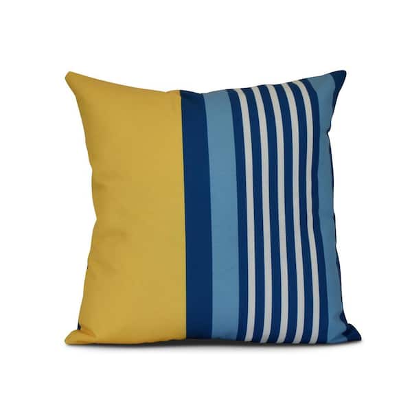 Unbranded Beach Shack Yellow Striped 17 in. x 17 in. Throw Pillow