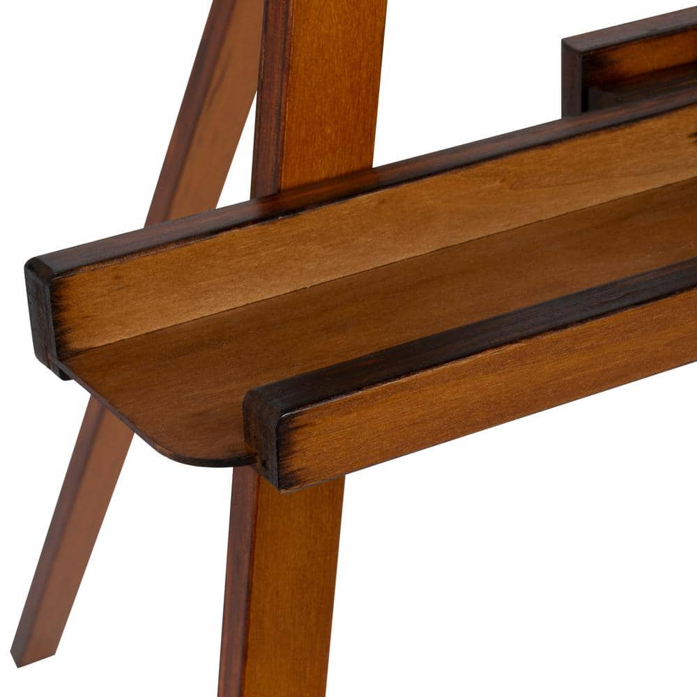 Rustic Oak Adjustable Height Museum Easel with Metal Frame