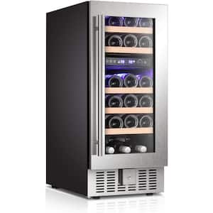 15 in. 28-Bottle Wine and 100-Can Beverage Cooler with Tempered Digital Temperature Memory Function Glass Door