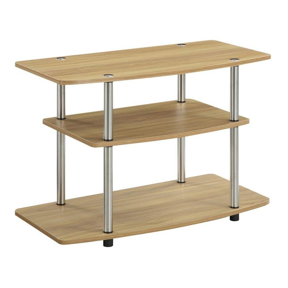 Black Particle Board and Stainless Steel 32" TV Stand with Cabinet