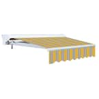 12 ft. Luxury L Series Semi-Cassette Manual Retractable Patio Awning (118 in. Projection) in Yellow Gray Stripes