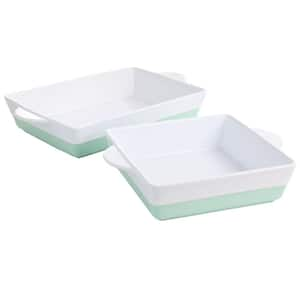 2-Piece Mint Dual-Tone Stoneware Baker Bakeware Set