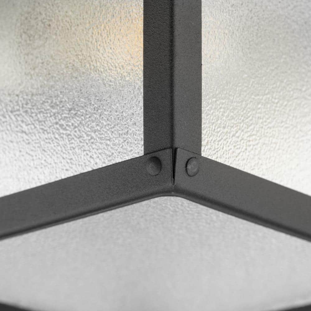 Matte Black and Textured Glass 2-Light Flush Mount