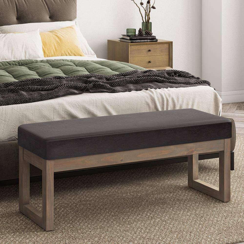 Milltown Tanners Brown Faux Leather Narrow Profile Ottoman