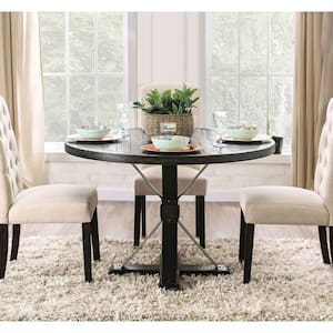 Modern Style 48 in. Black Wooden Pedestal Base Dining Table (Seats 4)