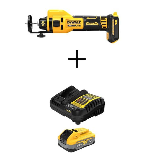 20-Volt MAX XR Lithium-Ion Cordless Rotary Drywall Cut-Out Tool with Powerstack 5.0 Ah Battery and Charger