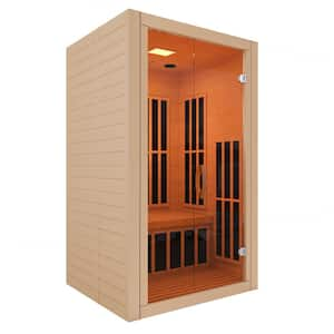 Home Sauna Room 2-Person Indoor Hemlock Wooden Infrared Indoor Sauna Spa with Bluetooth Digital Control Panel