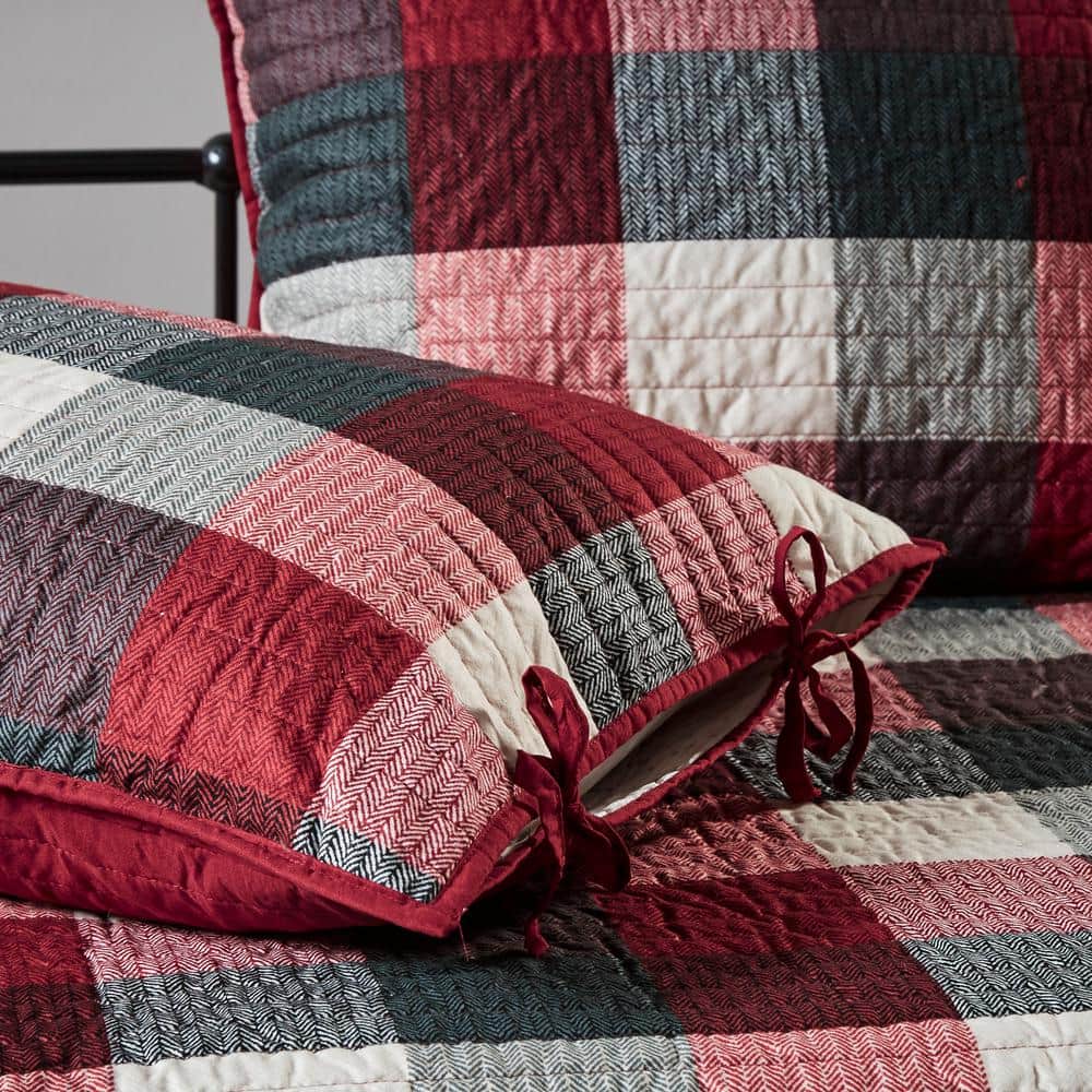 Red and Black Plaid Reversible Daybed Cover Set