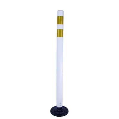 42 in. White Round Delineator Post with High-Intensity Yellow Band and Base