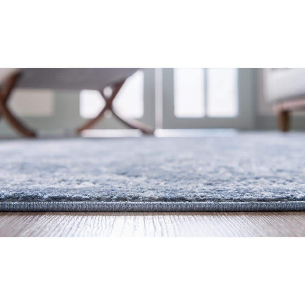 Soothing Blue & Gray Floral Indoor Rug 5'3" x 8' - Easy Care, Stain-Resistant