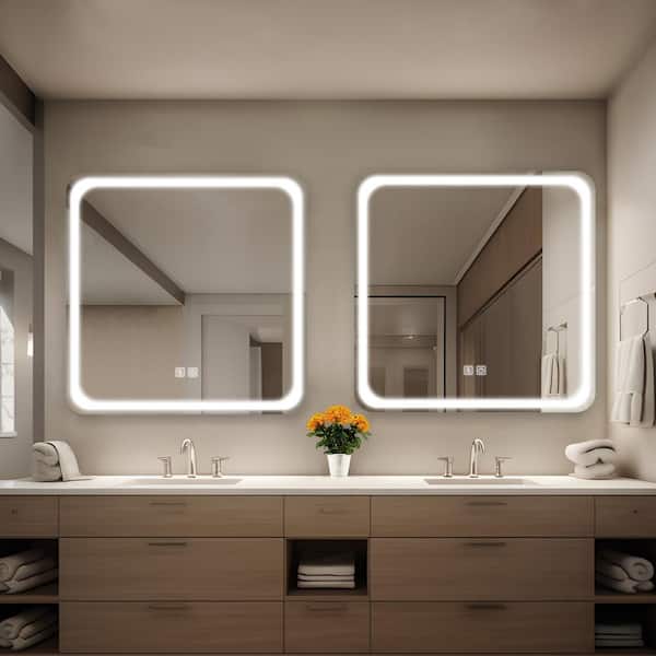 Dovelina 31 in. W x 31 in. H Square Frameless LED Light Wall Bathroom Vanity Mirror