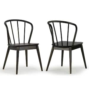 Azure Black Rubberwood Dining Chair with Windsor Back Set of 2