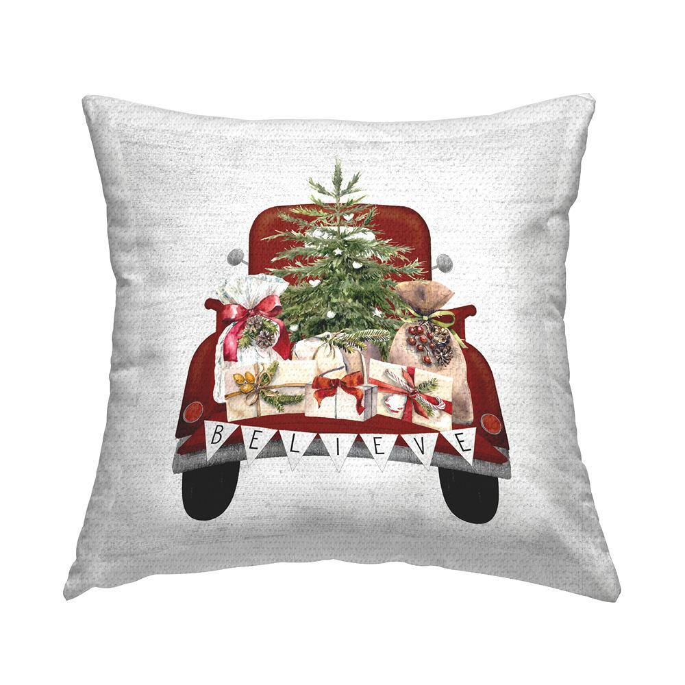 Believe Christmas Gifts Truck Red Square Outdoor Throw Pillow price history on PriceWatchPro
