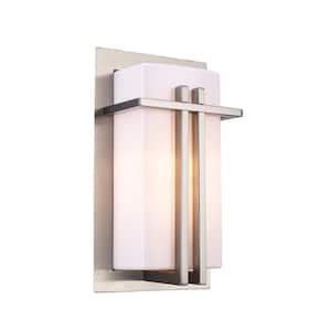 Doheny 1-Light Steel Modern Outdoor Wall Light Fixture with Opal Acrylic Shade
