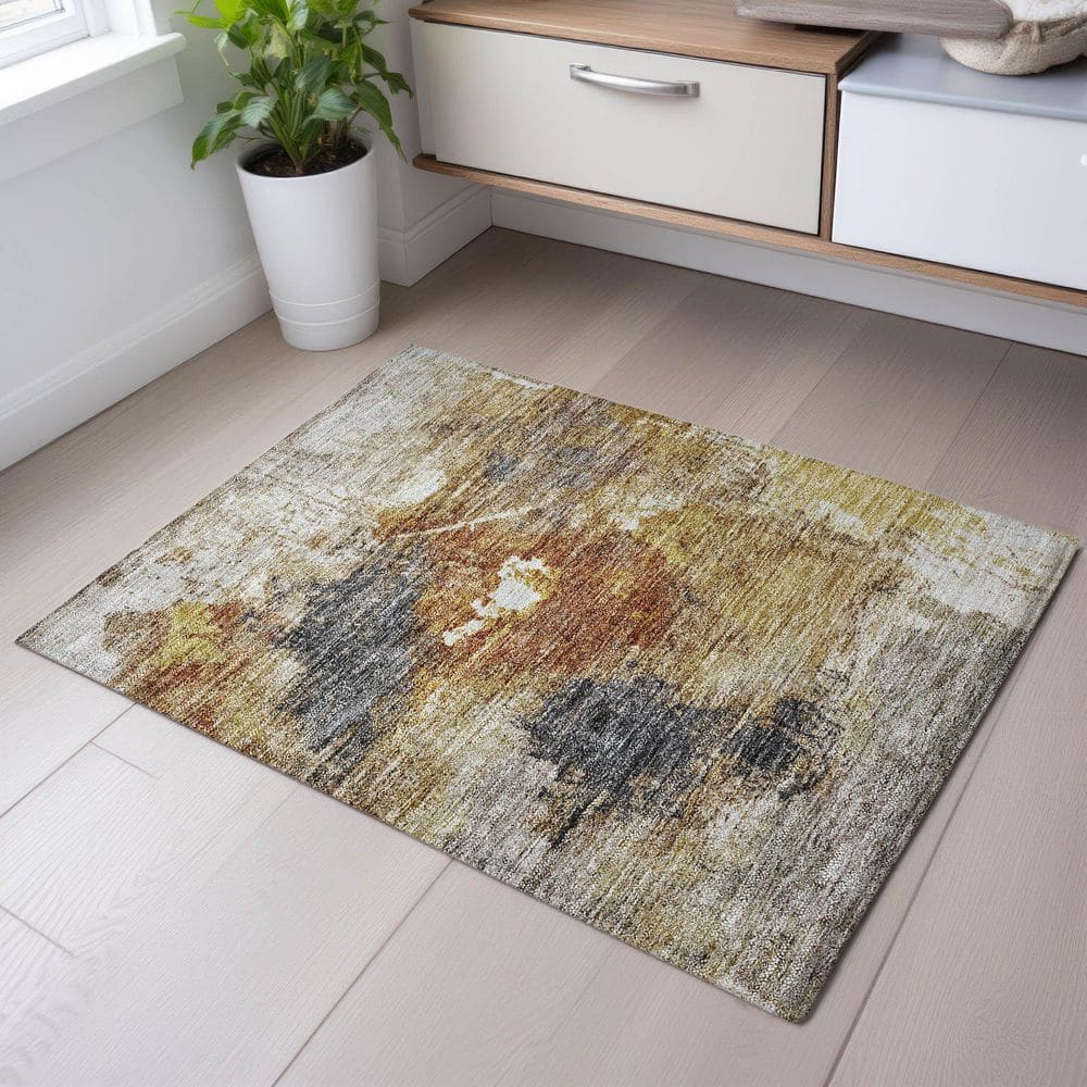 Mayfield Premium Machine Washable Abstract AMF1199 Taupe 2 ft. x 3 ft. Area Rug price history on PriceWatchPro