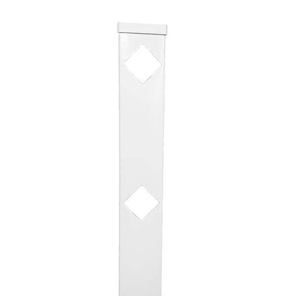 Weatherables Diamond 5 in. x 5 in. x 6 ft. White Vinyl Fence Line Post