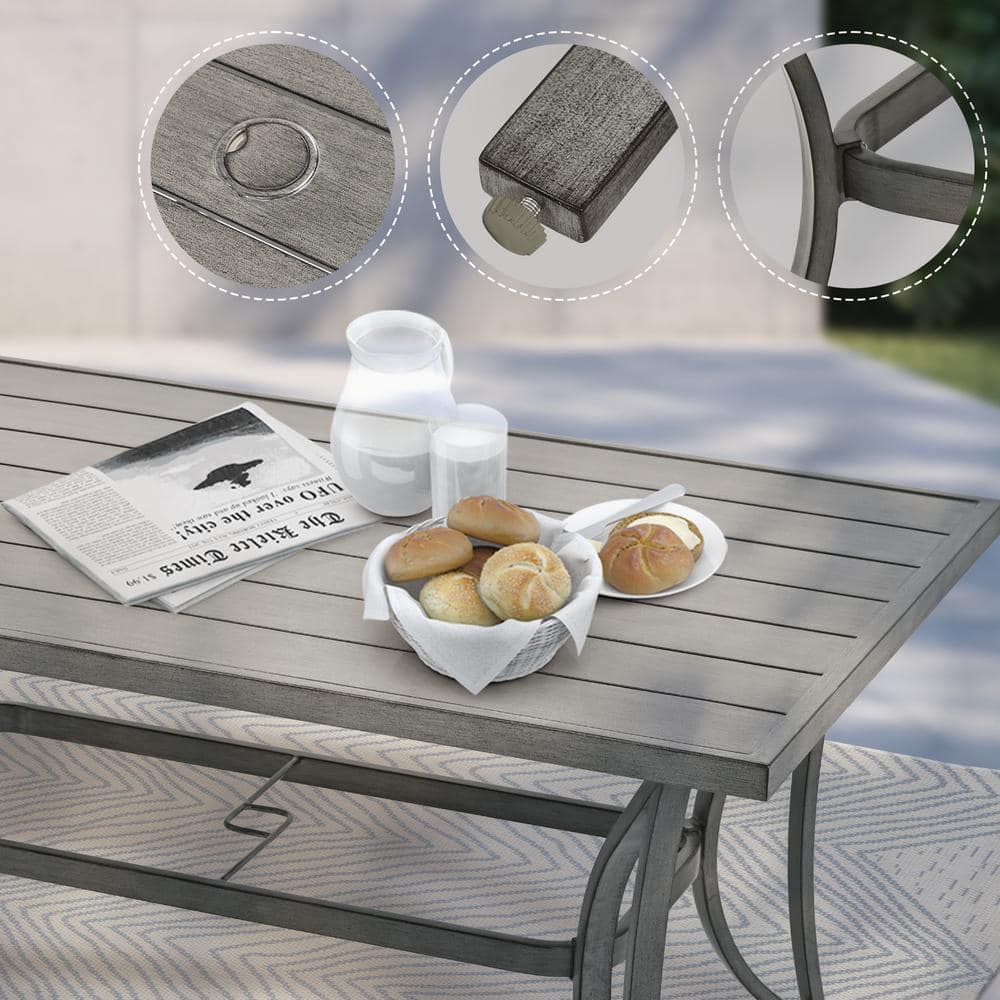 Gray Aluminum 9-Piece Outdoor Dining Set with Cushions