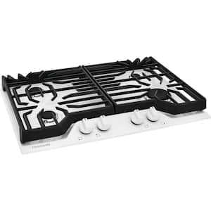 30 in. Gas Cooktop in White with 4-Burner Elements, including Quick Boil and Simmer Burner