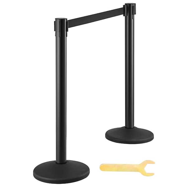 VEVOR Crowd Control Stanchions, 2-Pack Crowd Control Barriers w/ 6.5 ft. Black Retractable Belt, Plastic Stanchion Queue Post