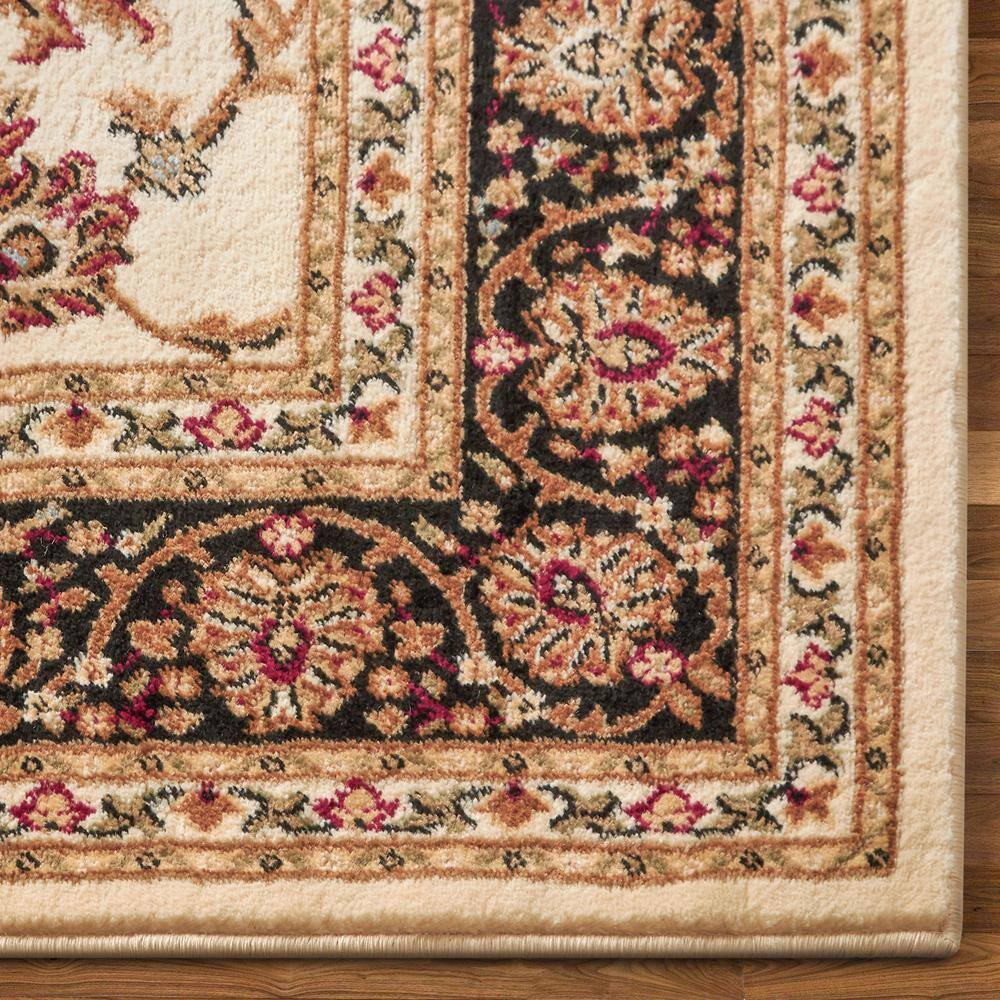 Ivory and Brown Tufted Oriental Floral 8' x 10' Area Rug