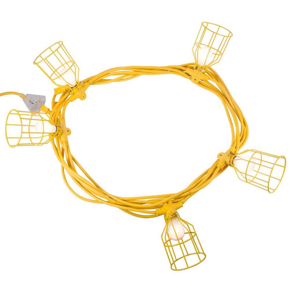 50 ft. 12/3 SJTW 5-Light Metal Guards Temporary Light Stringer, Yellow price history on PriceWatchPro