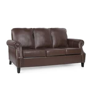 Amedou 80 in. Rolled Arm 3-Seater Removable Covers Sofa in Dark Brown