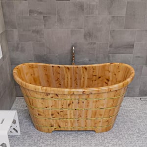 63 in. Wood Flatbottom Bathtub in Natural Wood