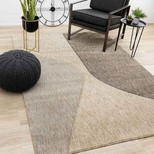 Cora Collections 8 ft. x 11 ft. Beige Geometric, Tonal/Solid Indoor Area Rug