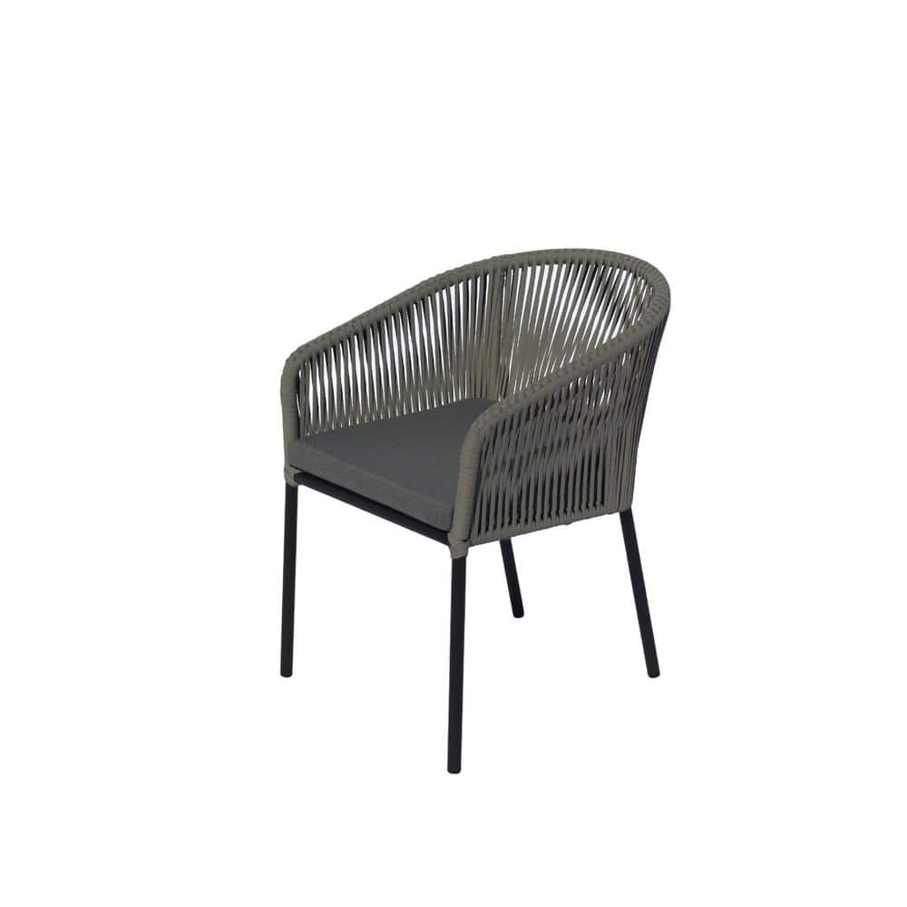 Osborne Modern Black Aluminum Outdoor Dining Chair with Cushions