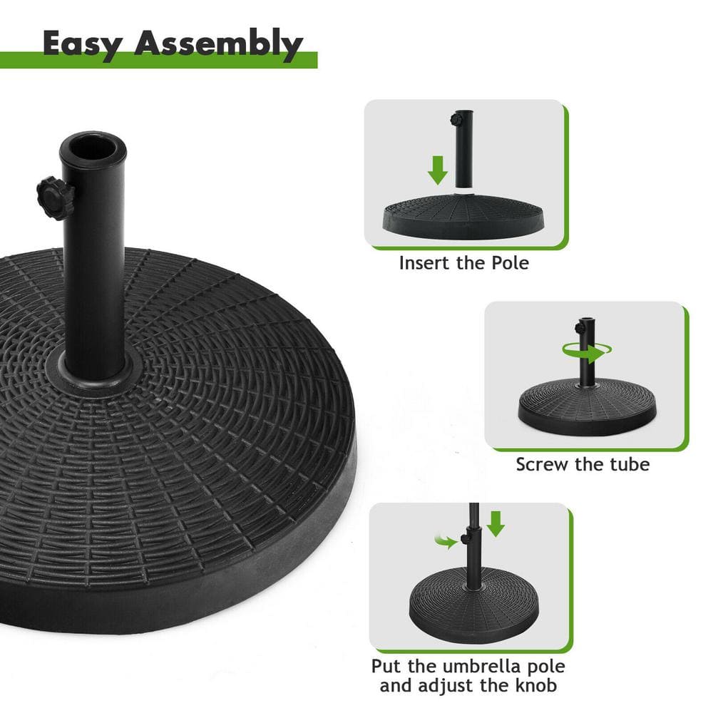 49 lbs Black Resin and Steel Patio Umbrella Base Stand