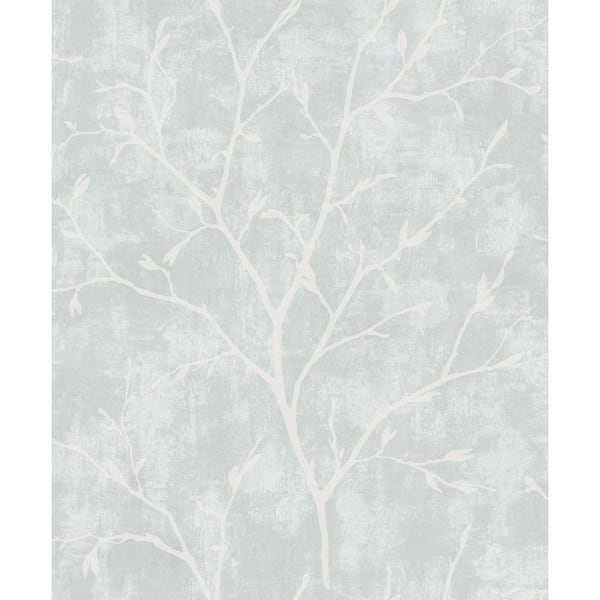 Seabrook Designs 57.5 sq. ft. Winter Grey Avena Branches Nonwoven Paper Unpasted Wallpaper Roll