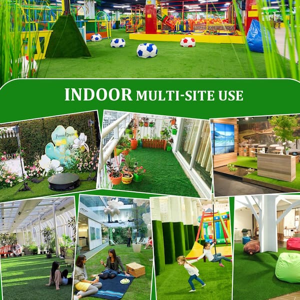 5 ft. x 8 ft. Outdoor Patio Garden Artificial Grass Running Carpet Pet Turf Drainage Mat, 1.38 in. Plush Height