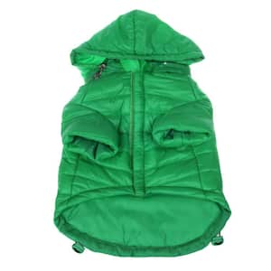 Large Fresh Green Lightweight Adjustable Sporty Avalanche Dog Coat with Removable Pop Out Collared Hood