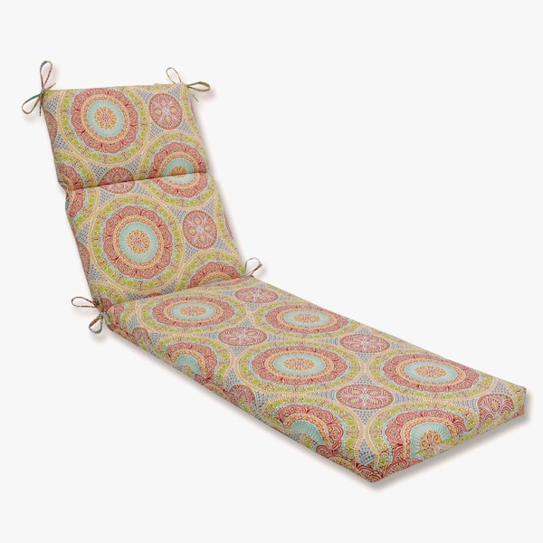 Pillow Perfect 21 x 28.5 Outdoor Chaise Lounge Cushion in Pink/Orange Delancey