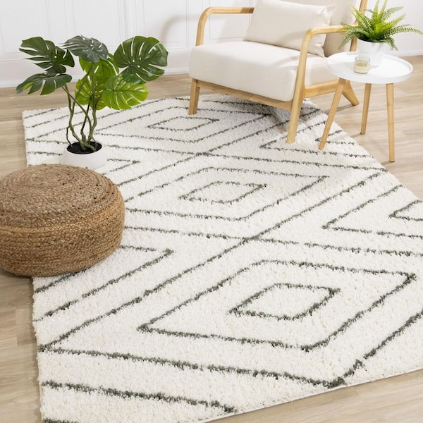 Marakai Collections 5 ft. x 8 ft. Beige Geometric, Trellis Indoor Area Rug