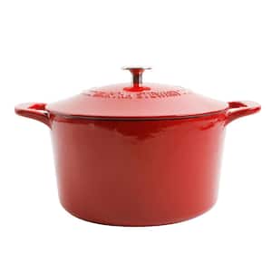 7 qt. Gatwick Enameled Cast Iron Dutch Oven in Red with SS, Knob Lid, 1-Set