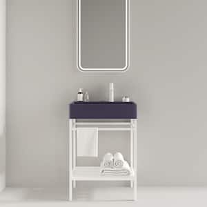 Freestanding White Bath Vanity with 24 in. W Purple Ceramic Top Unassembled