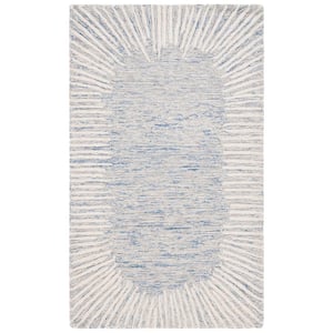 Abstract Blue/Ivory Doormat 3 ft. x 5 ft. Marle Eclectic Area Rug