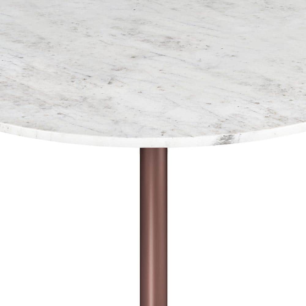 Osborne 36" Round White Marble Dining Table with Copper Base