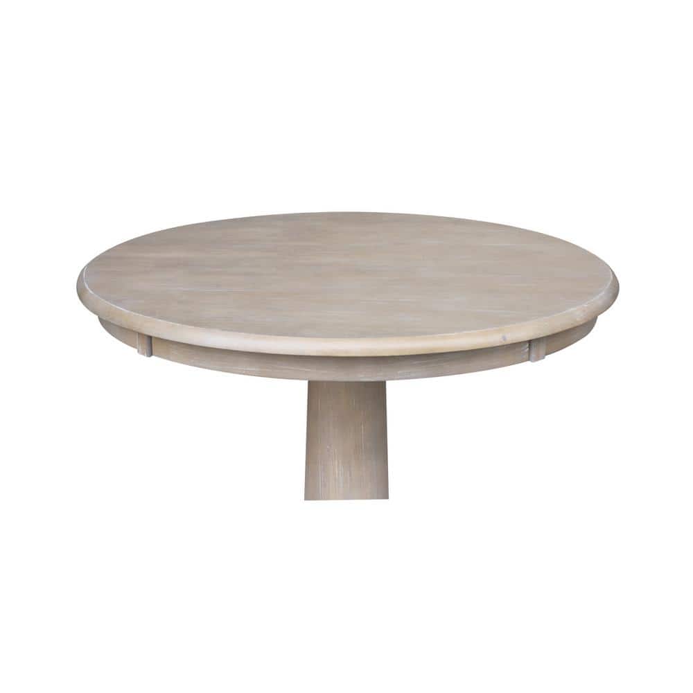 Elegant French Country Round Pedestal Dining Table in Weathered Gray
