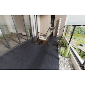 12 in. x 12 in. Plastic Grey color interlocking deck tiles, Outdoor Patio/pool/Backyard/Porch All-Weather Floor(44-Pack)