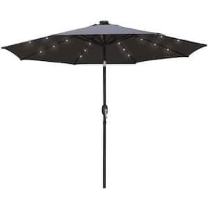 Sierra 9 ft. Steel Market Solar LED Tilt Patio Umbrella in Gray