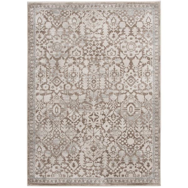 Skyline Light Brown/Beige 5 ft. x 7 ft. Floral Area Rug