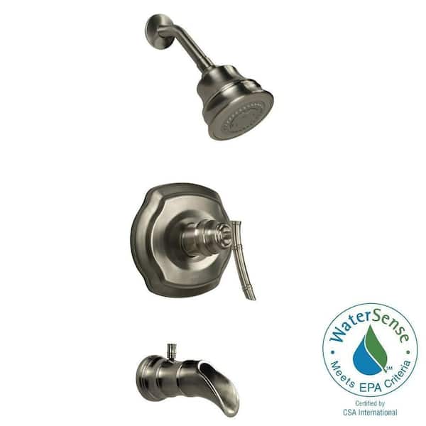 Pegasus Bamboo WaterSense Single-Handle 3-Spray Tub and Shower Faucet in Brushed Nickel (Valve Included)