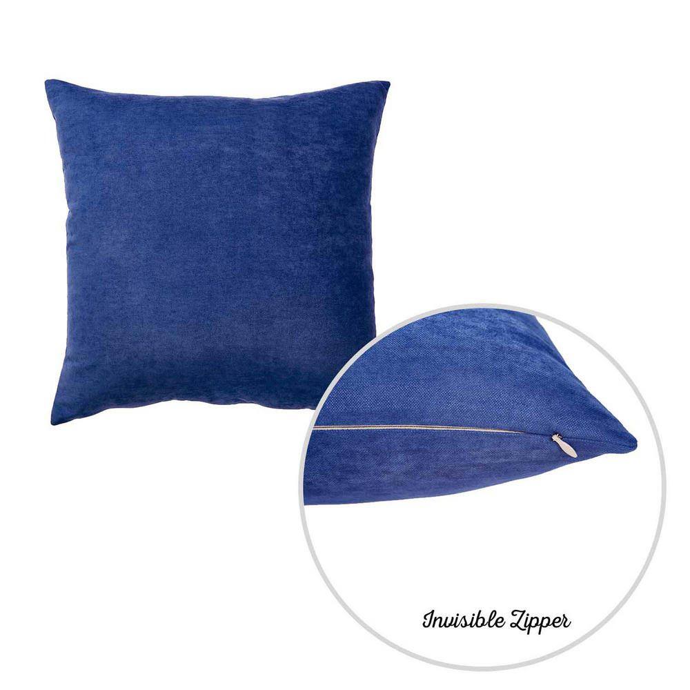 Navy Blue Polyester Square Throw Pillow Covers Set of 2