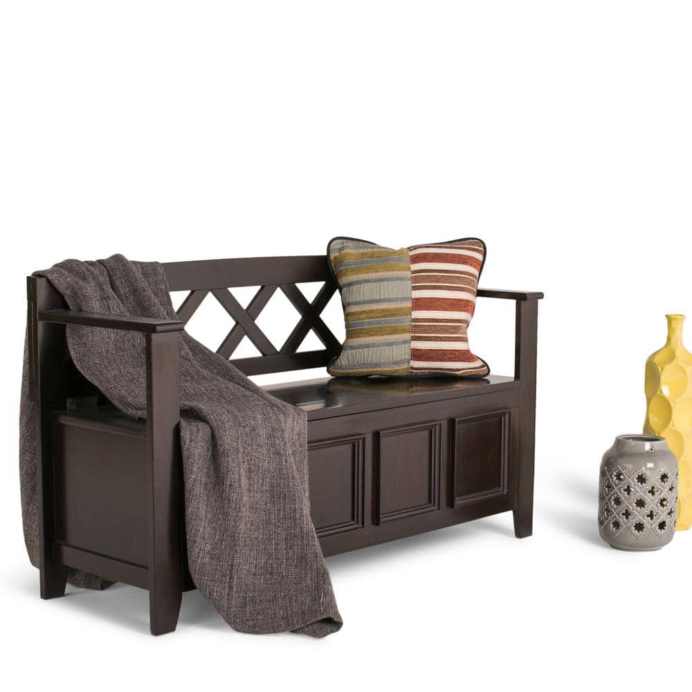 Amherst Hickory Brown 48" Wide Solid Wood Transitional Storage Bench
