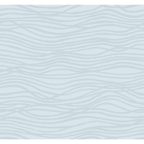 A-Street Prints Galyn Sky Blue Pearlescent Wave Textured Paper Non-Pasted Wallpaper