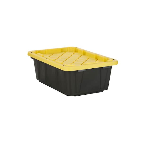 HDX 14 Gal. Tough Storage Tote in Black with Yellow Lid