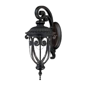 Naples Collection Wall-Mount 1-Light Outdoor Matte Black Wall Lantern Sconce